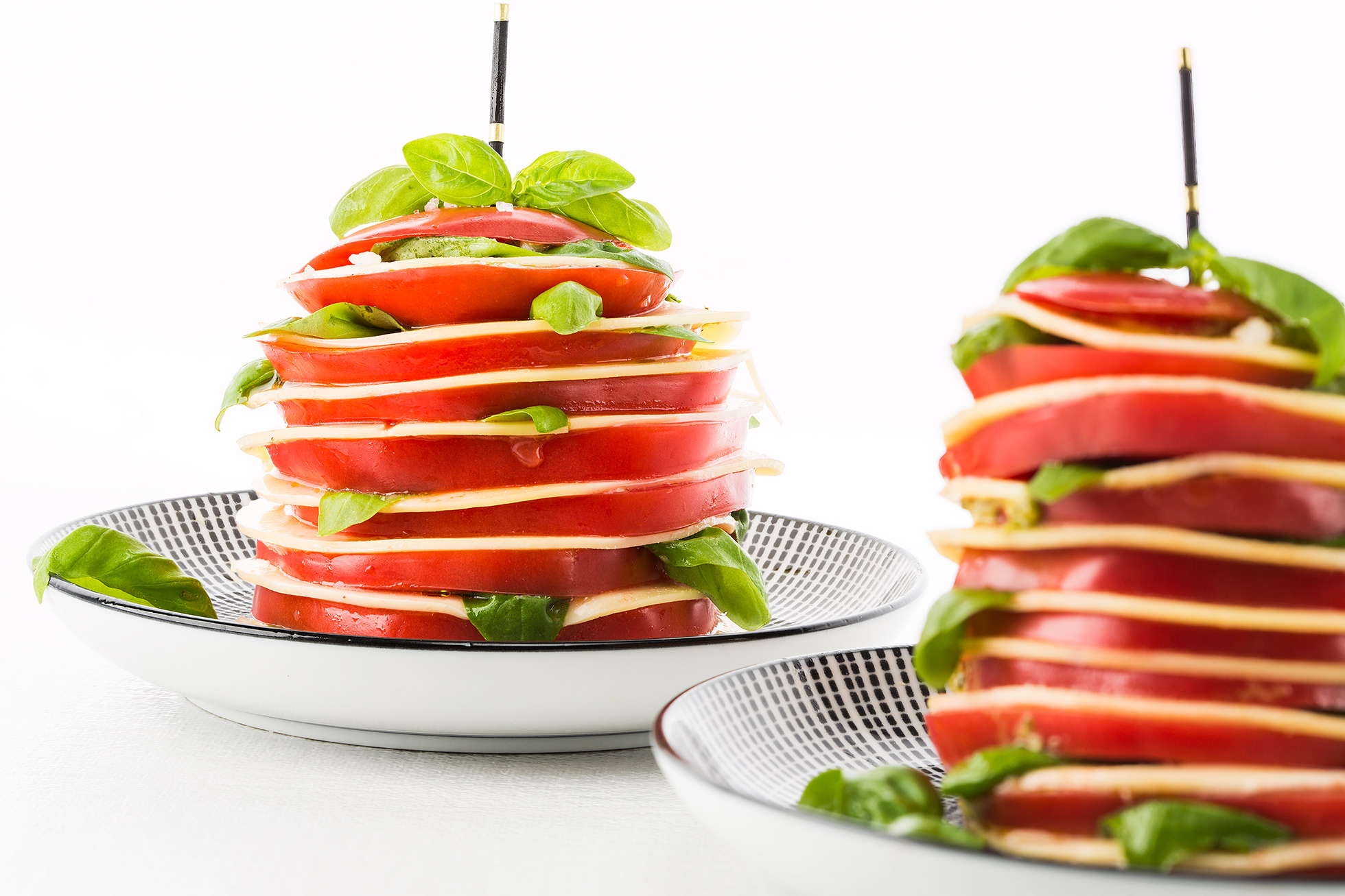  Tomato millefeuilles with Brie slices 