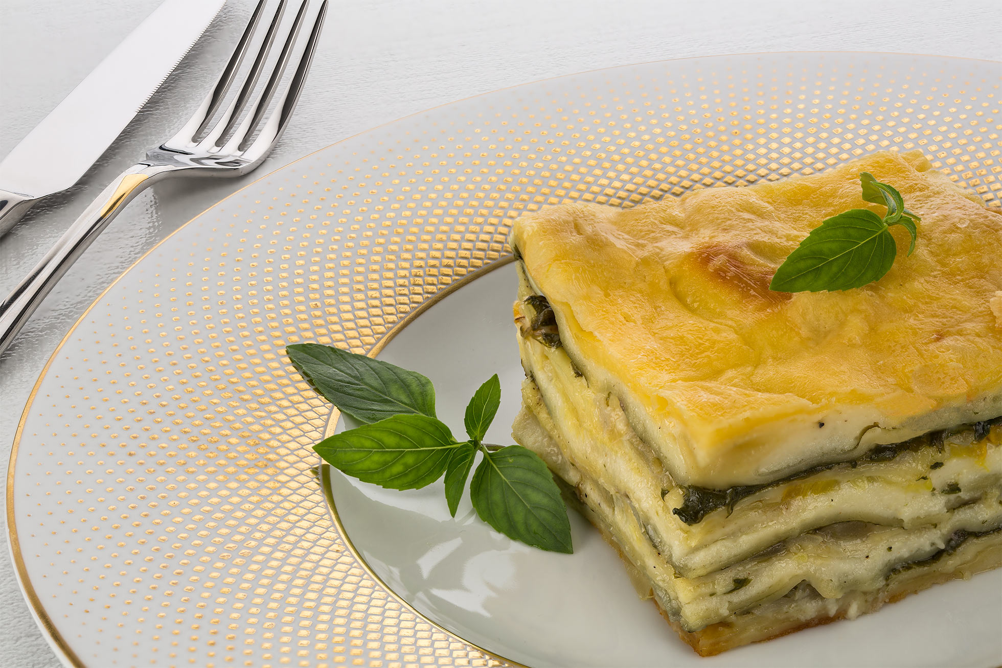 Lasagne with courgettes and charmidor