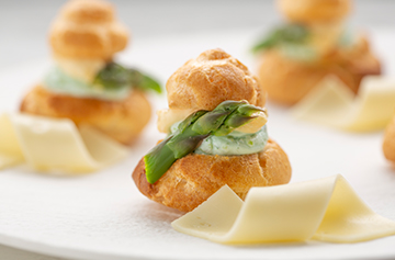 Asparagus and Normantal cheese religieuse  