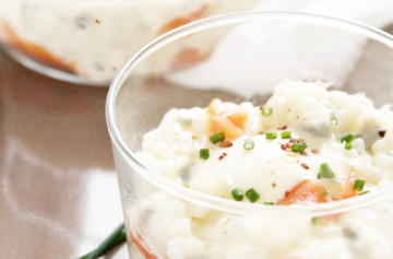 Easy style risotto with Roquefort and smoked salmon