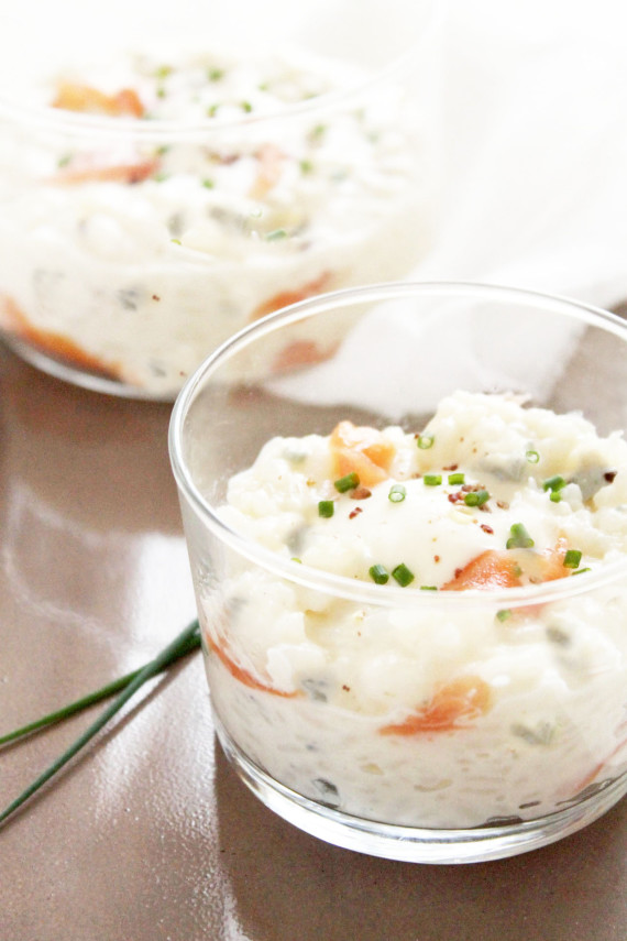 Easy style risotto with Roquefort and smoked salmon