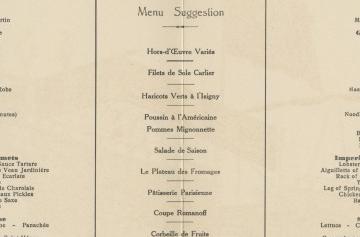 Menu of a restaurant